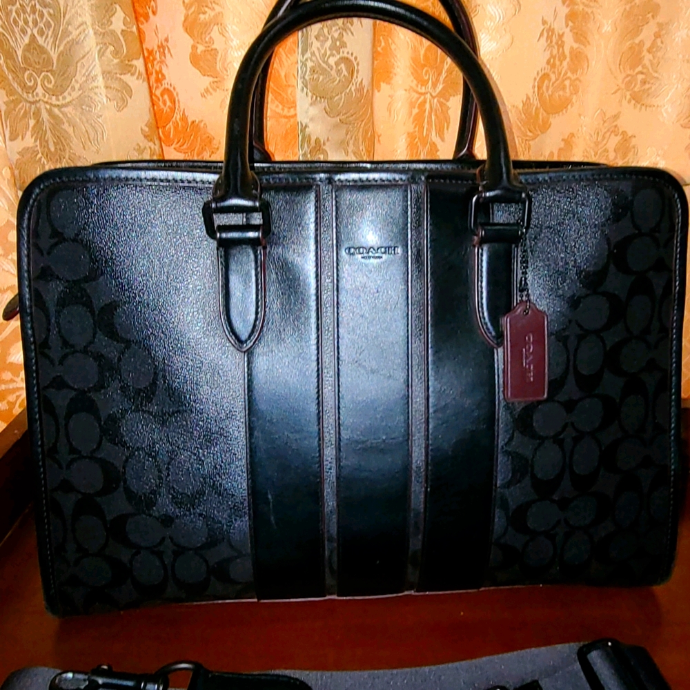 Coach Bond Brief in Signature Leather and Canvas